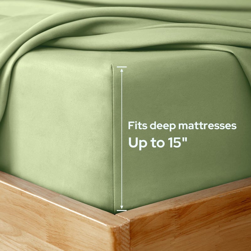 HOMEIDEAS Full Size Bed Sheets - 6 Piece Set (Sage Green) - Extra Soft Brushed Microfiber 1800 Bedding Sheets, Deep Pocket, Wrinkle & Fade Free - Image 3
